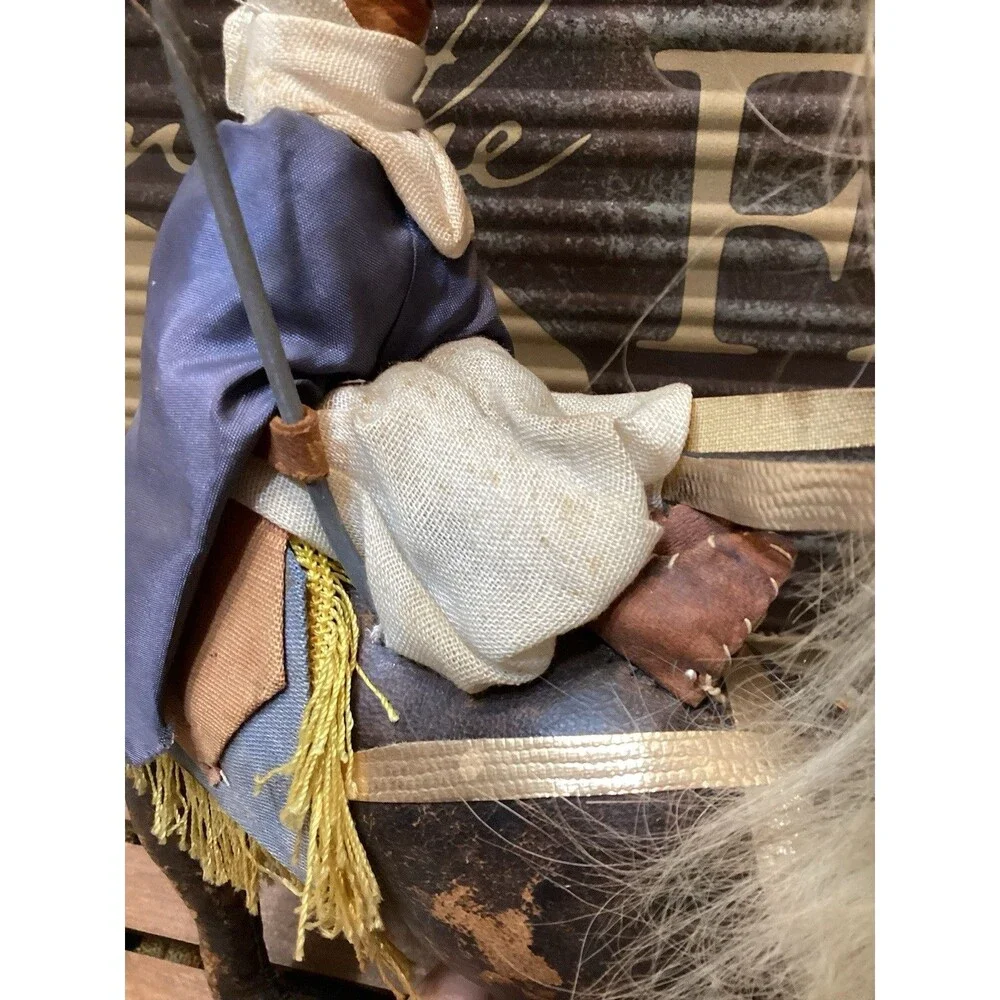 Vintage Leather & Fur Wrapped & Stitched Camel With Rider Handmade Middle East